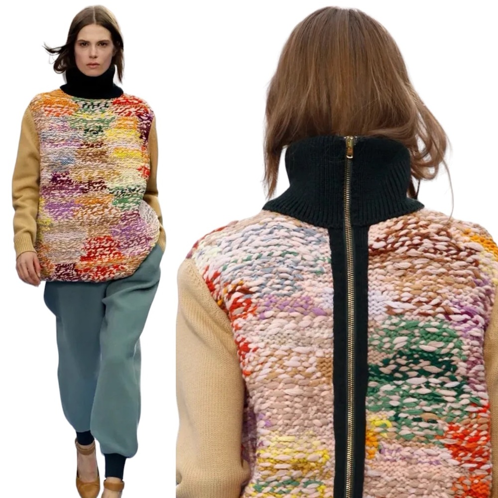 CHLOE Chunky Knit Multi-color Runway Sweater \\ S - Picture 1 of 14